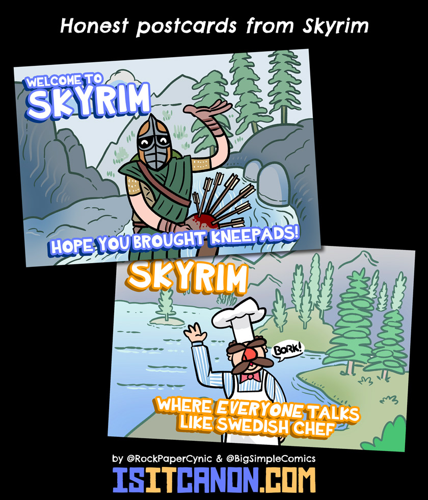 Here are a couple of posctards that Tourism Skyrim might design if such a thing existed