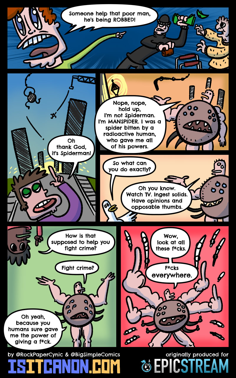 In this comic, our hero Manspider saves the day!