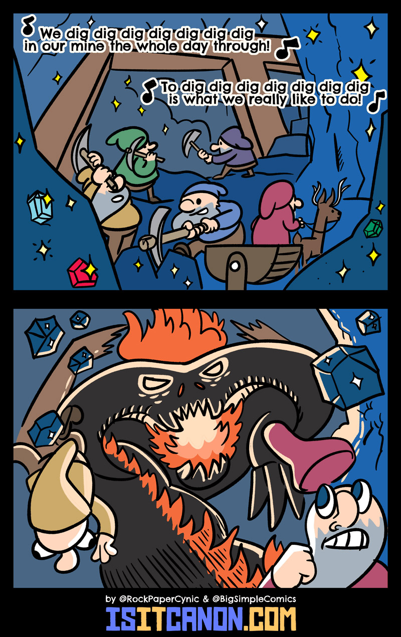 This is what I imagine whenever I hear the dwarves signing about digging in Snow White and the Seven Dwarves.